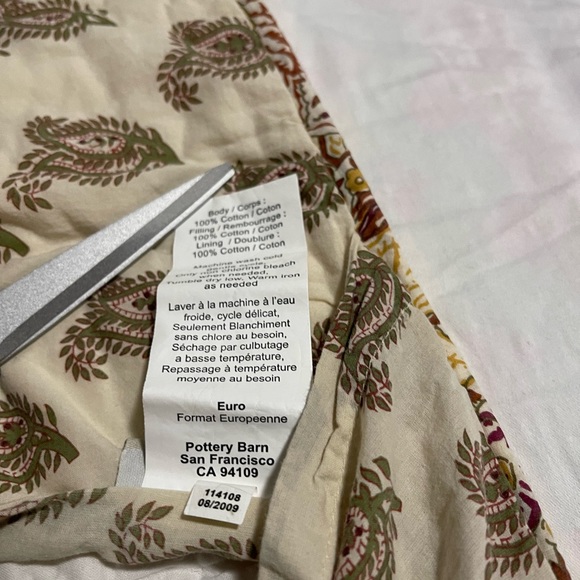 Two Vintage Pottery Barn Calistoga Patchwork Quilted Euro Shams, 26” 2009 - Picture 6 of 7